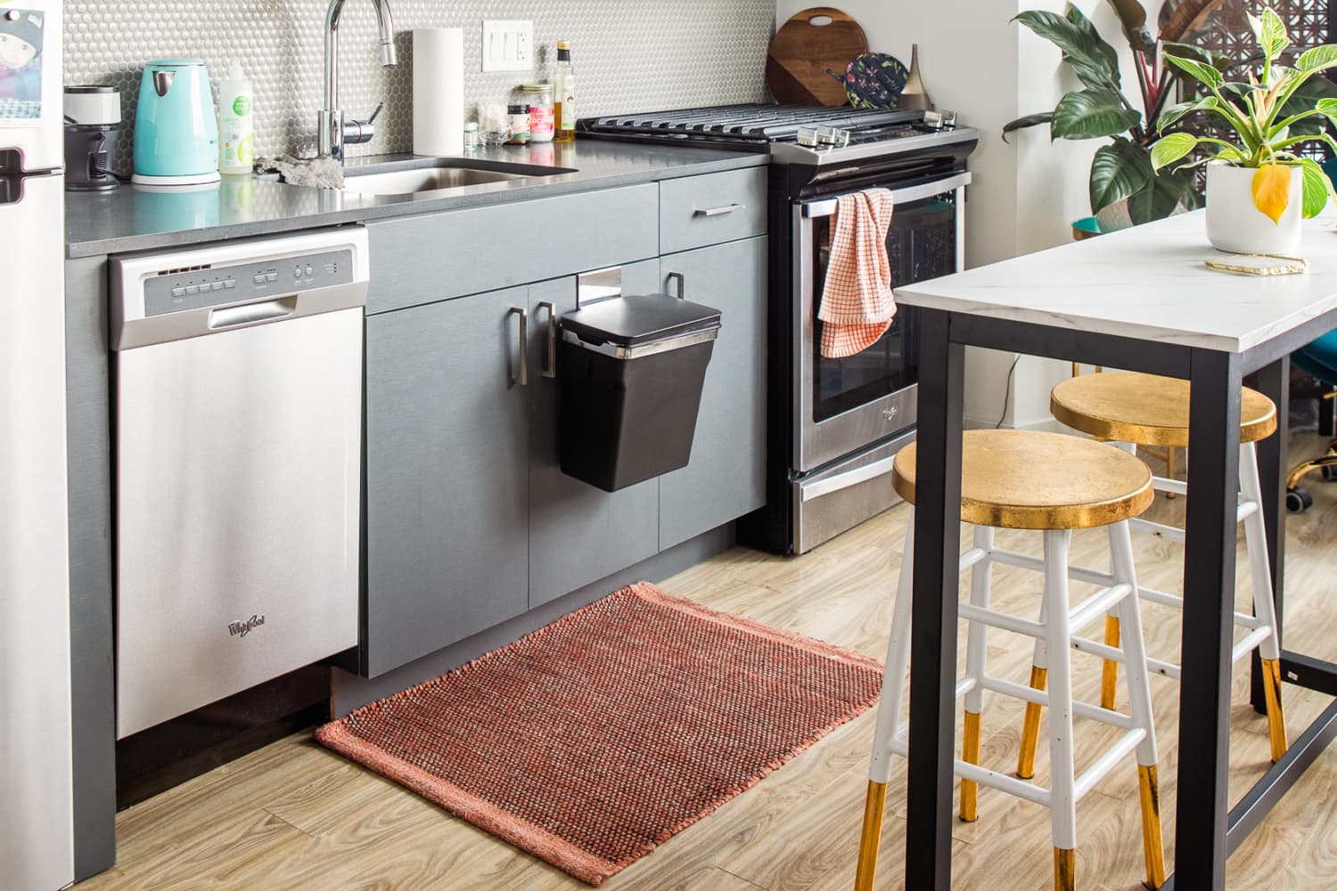 A Door Trash Can Is Ideal for This Studio Apartment The Kitchn